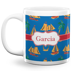 Boats & Palm Trees 20 Oz Coffee Mug - White (Personalized)