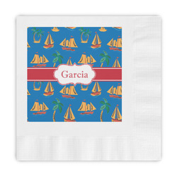 Boats & Palm Trees Embossed Decorative Napkins (Personalized)