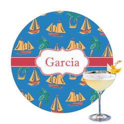 Boats & Palm Trees Printed Drink Topper (Personalized)