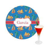 Boats & Palm Trees Printed Drink Topper -  2.5" (Personalized)