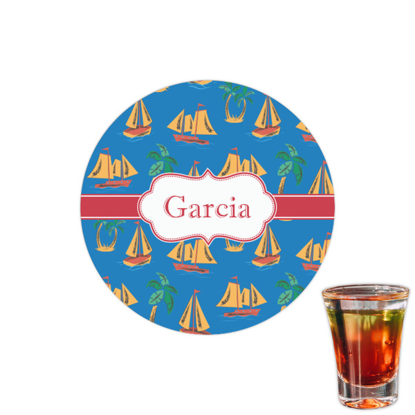 Custom Boats & Palm Trees Printed Drink Topper - 1.5" (Personalized)