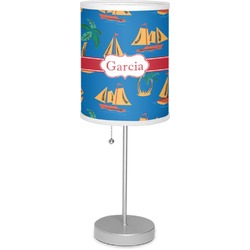 Boats & Palm Trees 7" Drum Lamp with Shade Linen (Personalized)