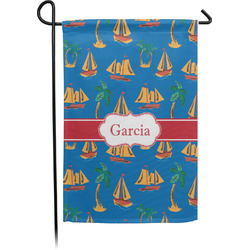 Boats & Palm Trees Small Garden Flag - Single Sided w/ Name or Text