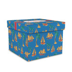 Boats & Palm Trees Gift Box with Lid - Canvas Wrapped - Medium (Personalized)