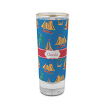 Boats & Palm Trees 2 oz Shot Glass -  Glass with Gold Rim - Set of 4 (Personalized)