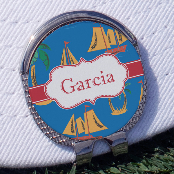 Custom Boats & Palm Trees Golf Ball Marker - Hat Clip