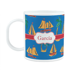 Boats & Palm Trees Plastic Kids Mug (Personalized)