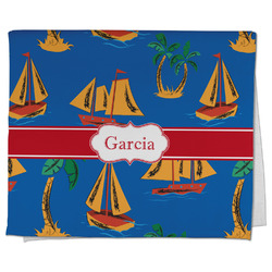 Boats & Palm Trees Kitchen Towel - Poly Cotton w/ Name or Text