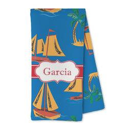 Boats & Palm Trees Kitchen Towel - Microfiber (Personalized)