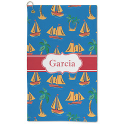 Boats & Palm Trees Microfiber Golf Towel (Personalized)