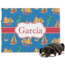 Boats & Palm Trees Dog Blanket (Personalized)