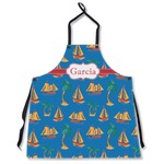 Boats & Palm Trees Apron Without Pockets w/ Name or Text