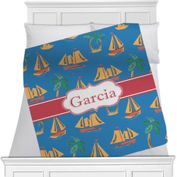 Boats & Palm Trees Minky Blanket - Toddler / Throw - 60"x50" - Single Sided (Personalized)
