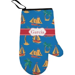 Boats & Palm Trees Right Oven Mitt (Personalized)