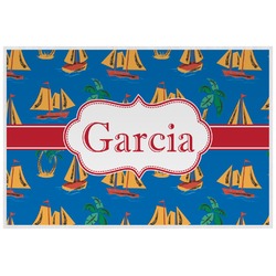 Boats & Palm Trees Laminated Placemat w/ Name or Text