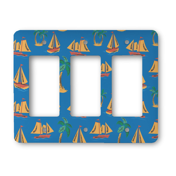 Custom Boats & Palm Trees Rocker Style Light Switch Cover - Three Switch