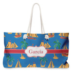 Boats & Palm Trees Large Tote Bag with Rope Handles (Personalized)