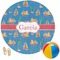 Boats & Palm Trees Round Beach Towel