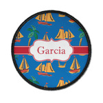 Boats & Palm Trees Iron On Round Patch w/ Name or Text