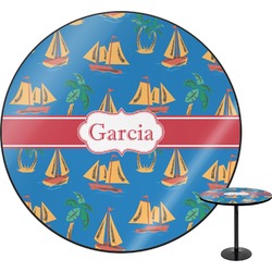 Boats & Palm Trees Round Table - 24" (Personalized)