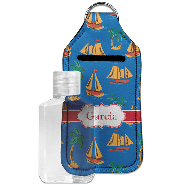 Custom Boats & Palm Trees Hand Sanitizer & Keychain Holder - Large (Personalized)