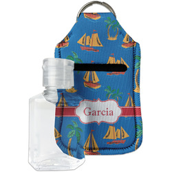 Boats & Palm Trees Hand Sanitizer & Keychain Holder - Small (Personalized)