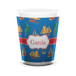 Boats & Palm Trees Ceramic Shot Glass - 1.5 oz - White - Single (Personalized)