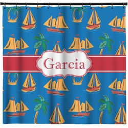 Boats & Palm Trees Shower Curtain - 71" x 74" (Personalized)