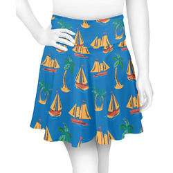 Boats & Palm Trees Skater Skirt - Large