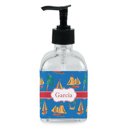 Boats & Palm Trees Glass Soap & Lotion Bottle - Single Bottle (Personalized)