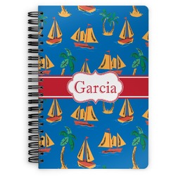 Boats & Palm Trees Spiral Notebook - 7x10 w/ Name or Text