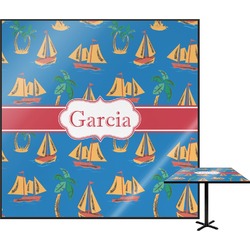 Boats & Palm Trees Square Table Top - 24" (Personalized)