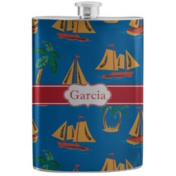 Boats & Palm Trees Stainless Steel Flask (Personalized)