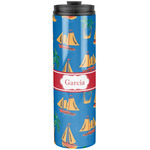 Boats & Palm Trees Stainless Steel Skinny Tumbler - 20 oz (Personalized)