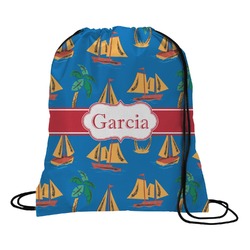 Boats & Palm Trees Drawstring Backpack - Medium (Personalized)