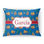 Boats & Palm Trees Rectangular Throw Pillow Case - 12"x18" (Personalized)