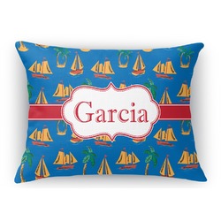Boats & Palm Trees Rectangular Throw Pillow Case - 12"x18" (Personalized)