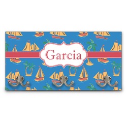 Boats & Palm Trees Wall Mounted Coat Rack (Personalized)
