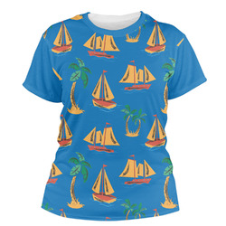 Boats & Palm Trees Women's Crew T-Shirt - Large