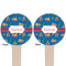 Boats & Palm Trees Wooden 4" Food Pick - Round - Double Sided - Front & Back