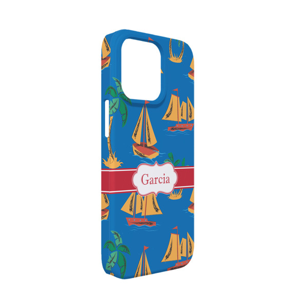 Custom Boats & Palm Trees iPhone Case - Plastic - iPhone 13 Mini (Personalized)