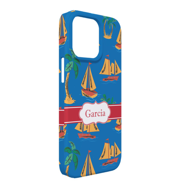 Custom Boats & Palm Trees iPhone Case - Plastic - iPhone 13 Pro Max (Personalized)