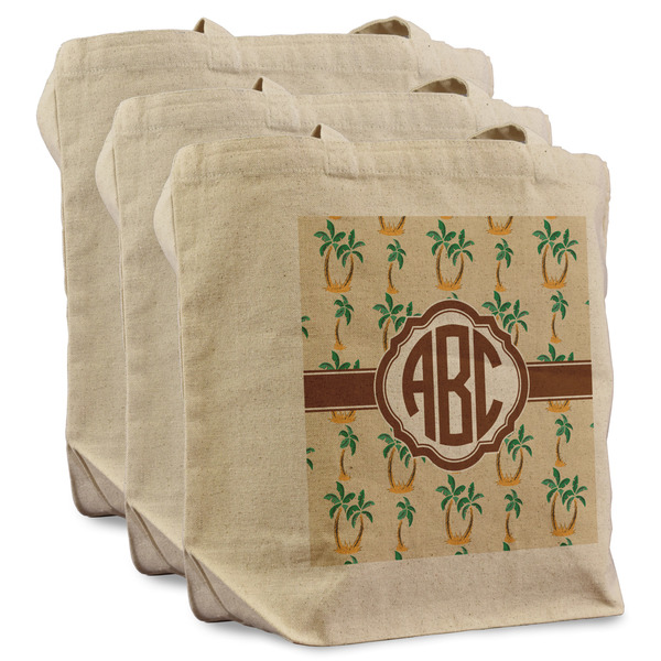 Custom Palm Trees Reusable Cotton Grocery Bags - Set of 3 (Personalized)