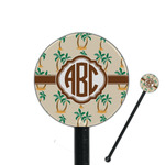 Palm Trees 5.5" Round Plastic Stir Sticks - Black - Double Sided (Personalized)