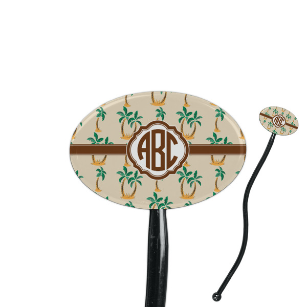 Custom Palm Trees 7" Oval Plastic Stir Sticks - Black - Single Sided (Personalized)