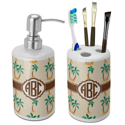 Palm Trees Ceramic Bathroom Accessories Set (Personalized)