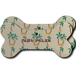 Palm Trees Ceramic Dog Ornament - Front & Back w/ Monogram