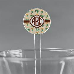 Palm Trees 7" Round Plastic Stir Sticks - Clear (Personalized)