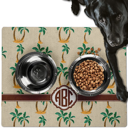 Palm Trees Dog Food Mat - Large w/ Monogram