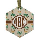 Palm Trees Flat Glass Ornament - Hexagon w/ Monogram